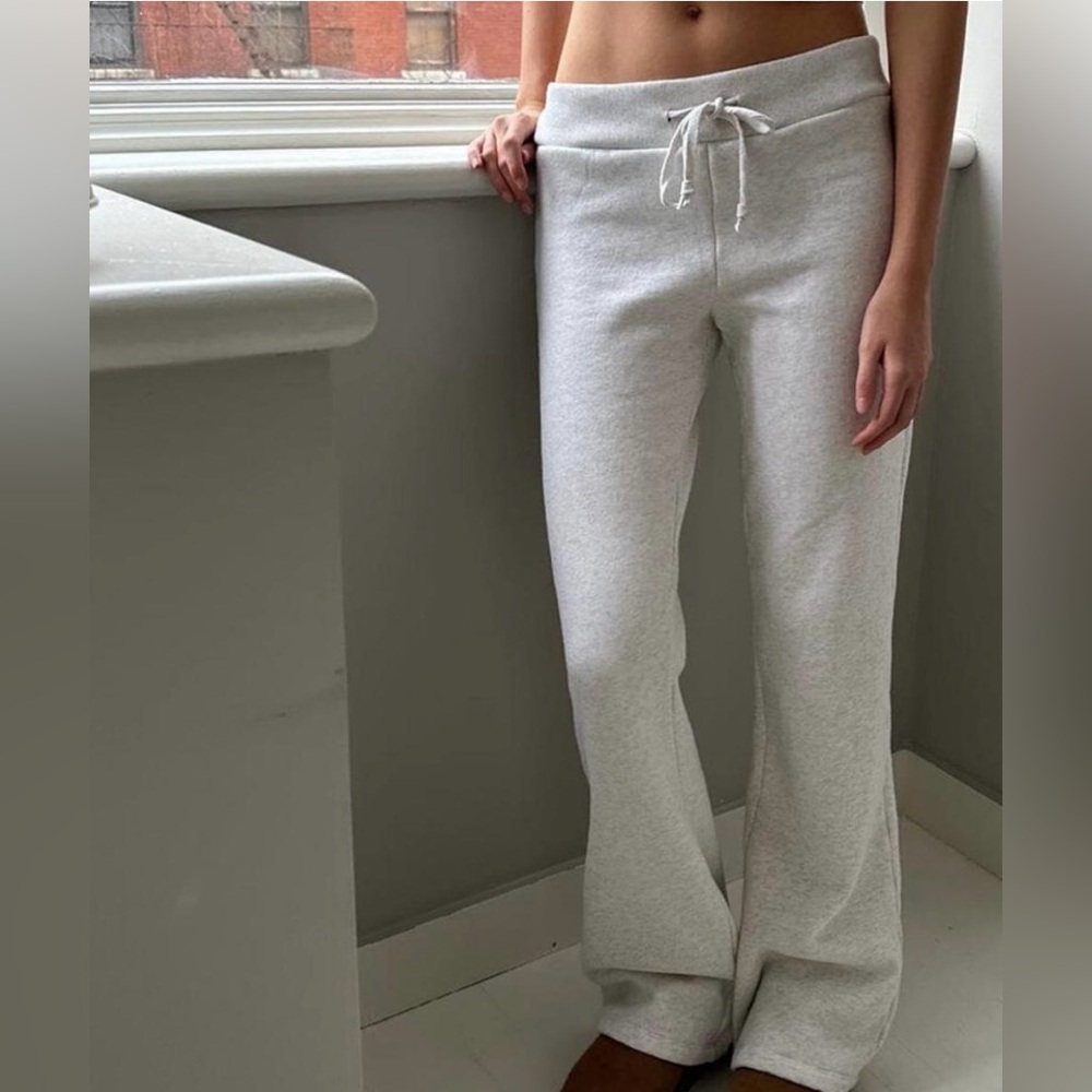 Brandy Melville Light Grey Yoga Flare Sweatpants with Drawstring